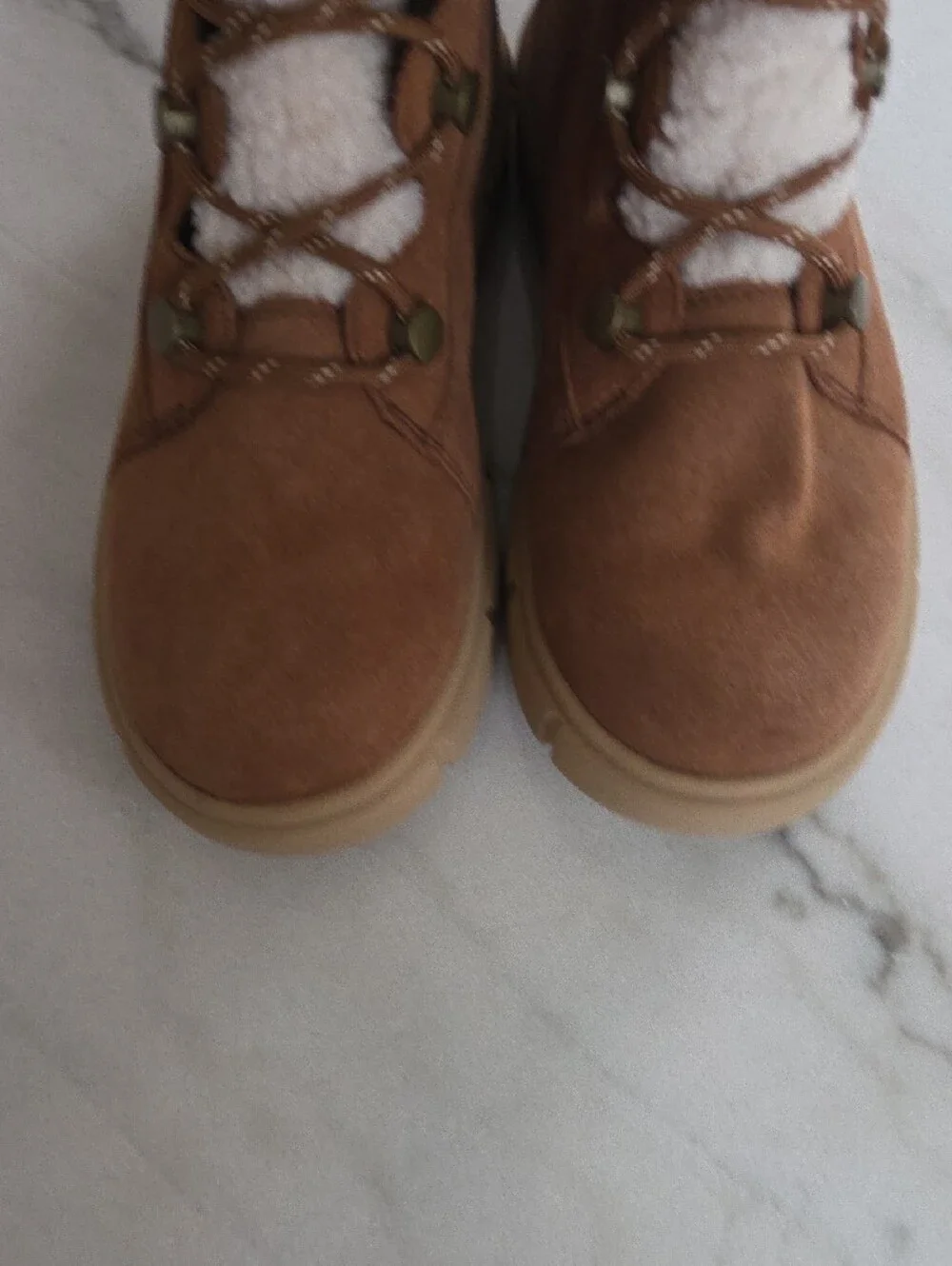 Sorel Women's Tan Suede Shearling-Lined Lace-Up Winter Boots Size 8